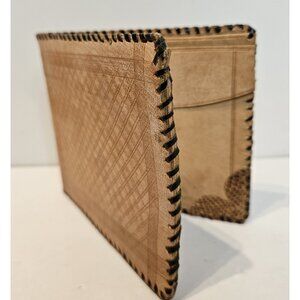 Old Vintage Hand Made Leather Wallet With ~Snakeskin Accents~  Bi-Fold
